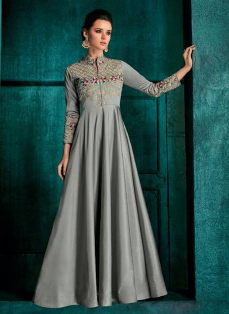 Gray Colour Rozi Vol 1 Vardan New latest Designer Festive Wear Triva Silk Gown Collection 51013